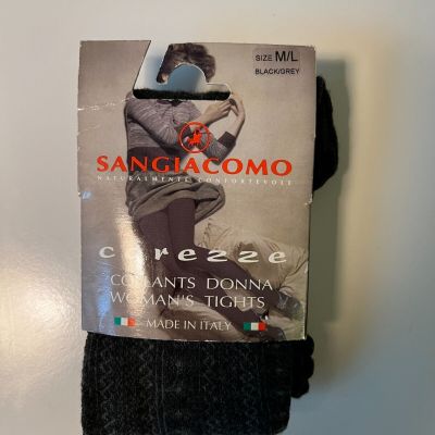 Sangiacomo Tights Made in Italy M/L High Fashion Rare Black/Grey 78perc Rayon